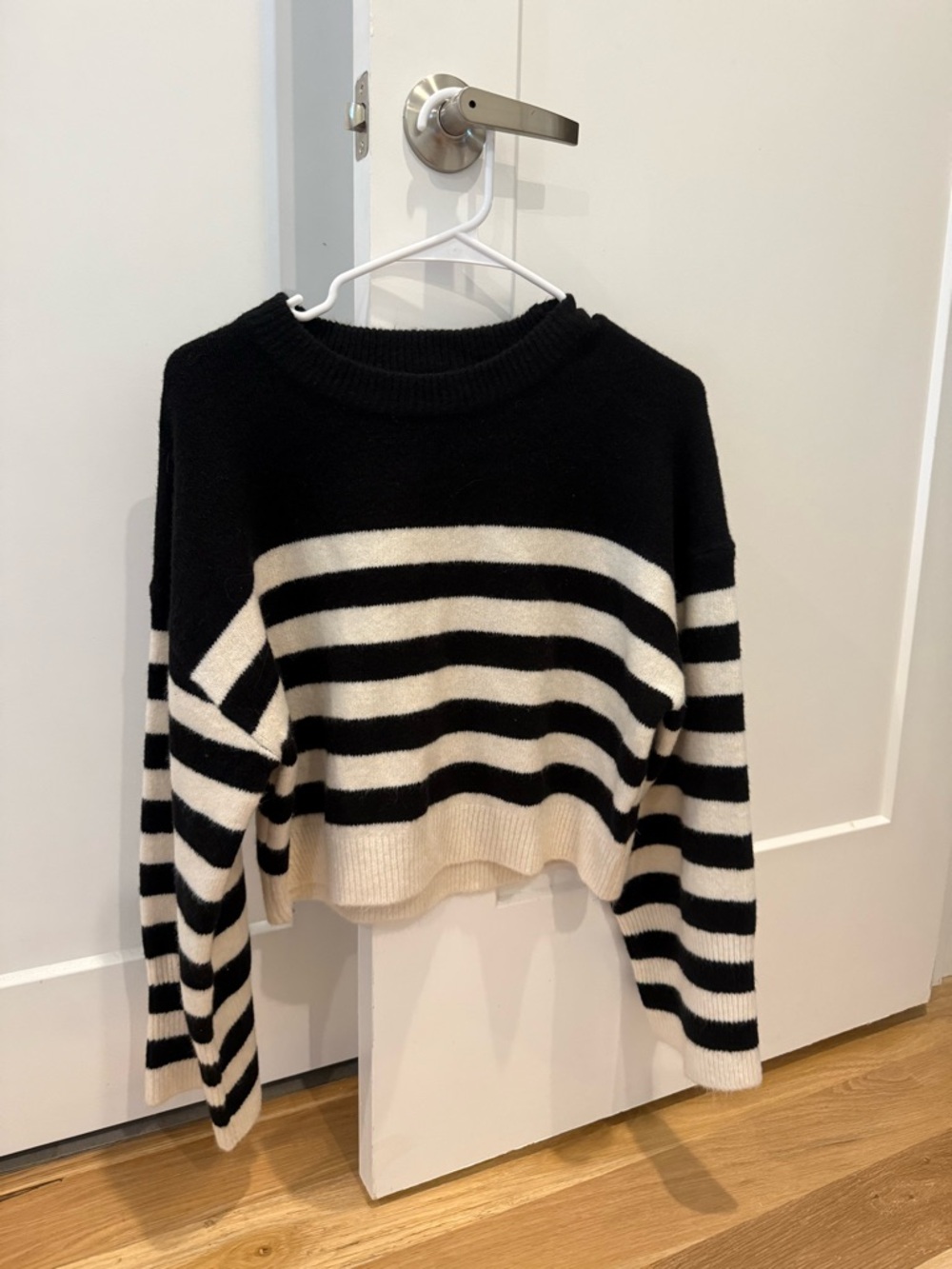 ASOS Striped Black and Cream Cropped Women's Sweater